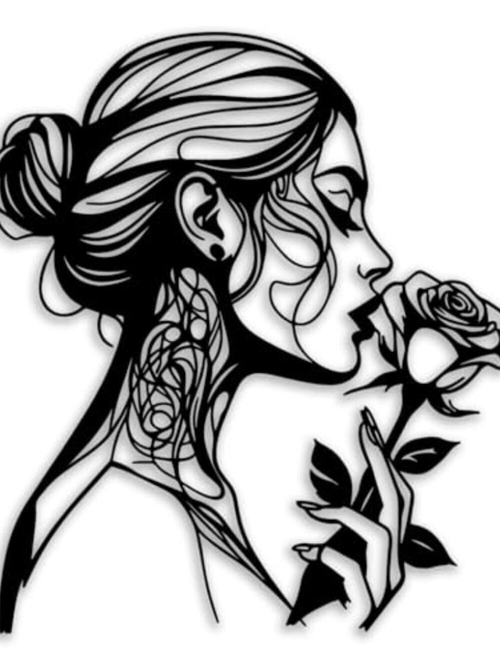 BRAND NEW Woman Rose Metal Wall Decor